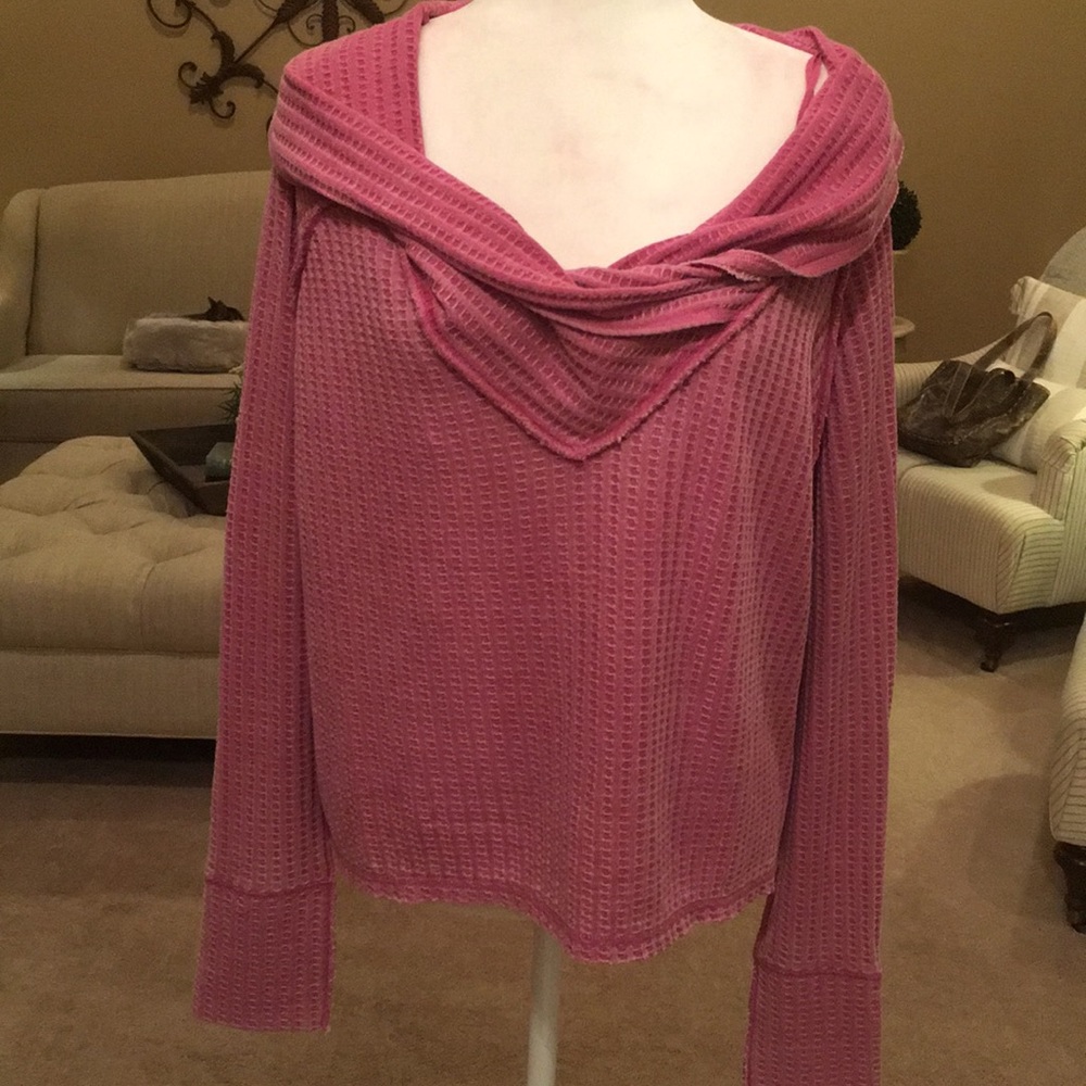 Free People Wildcat Cowlneck Thermal In Rose - Picture 5 of 8